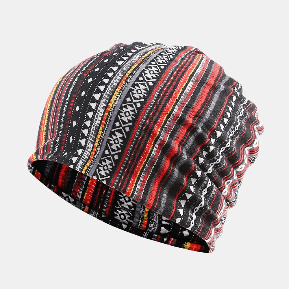 Women Cotton Multi-Purpose Printing Beanie Cap Neck Gaiter Face Shield Hats Bandana