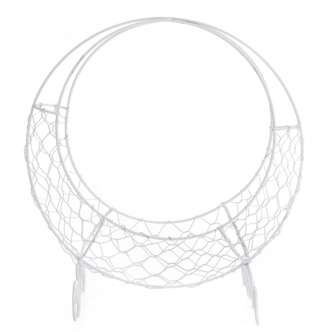 Flower Basket Stand Moon Shape Iron Wire Wreath Frame Metal Succulent Pot 28CM - MRSLM