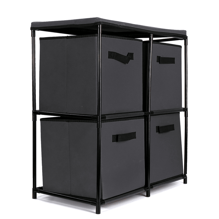 Foldable Storage Cabinet Multi-Layer Combination Cloth Unit Drawer Rack Closet Clothes Books Files Shelf Organizer with 4 Storage Bins - MRSLM