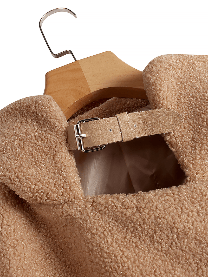 Fleece Turn-Down Collar Solid Thick Coats