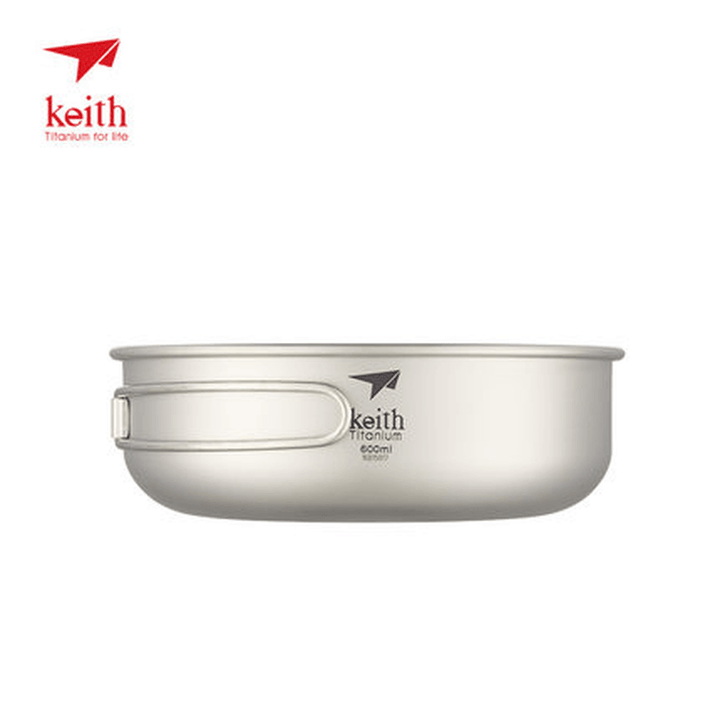 Keith Ti5323 300Ml Ultralight 53.5G Folding Titanium Bowl Outdoor Camping Lunch Handle Tableware