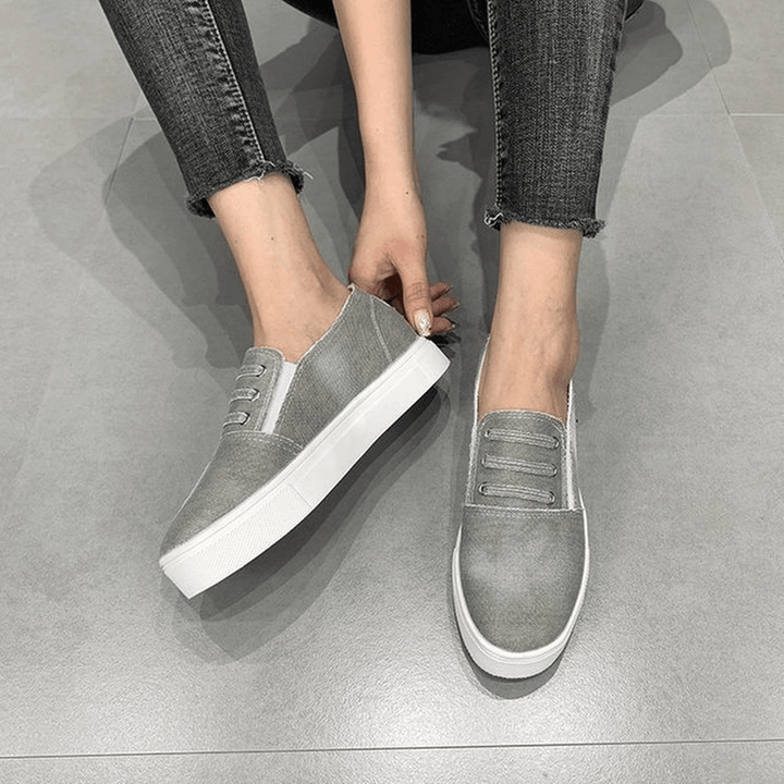 Large Size Women Elastic Band Loafers Canvas Women Flats