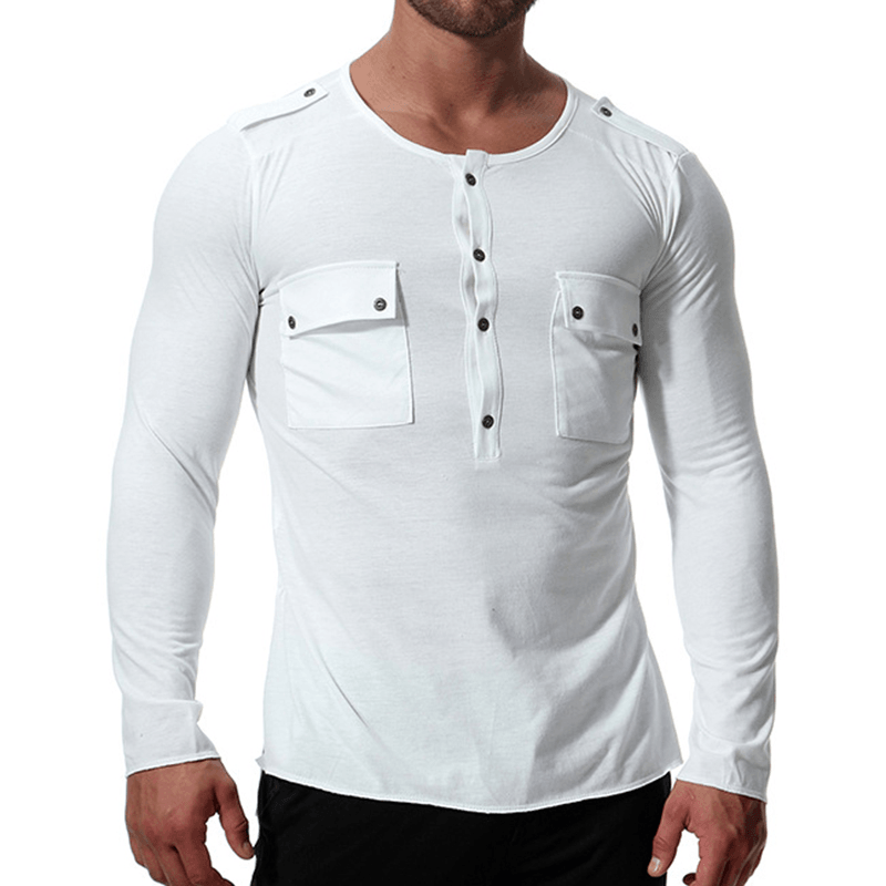 Casual Autumn Cotton Double Pockets T-Shirts for Men - MRSLM