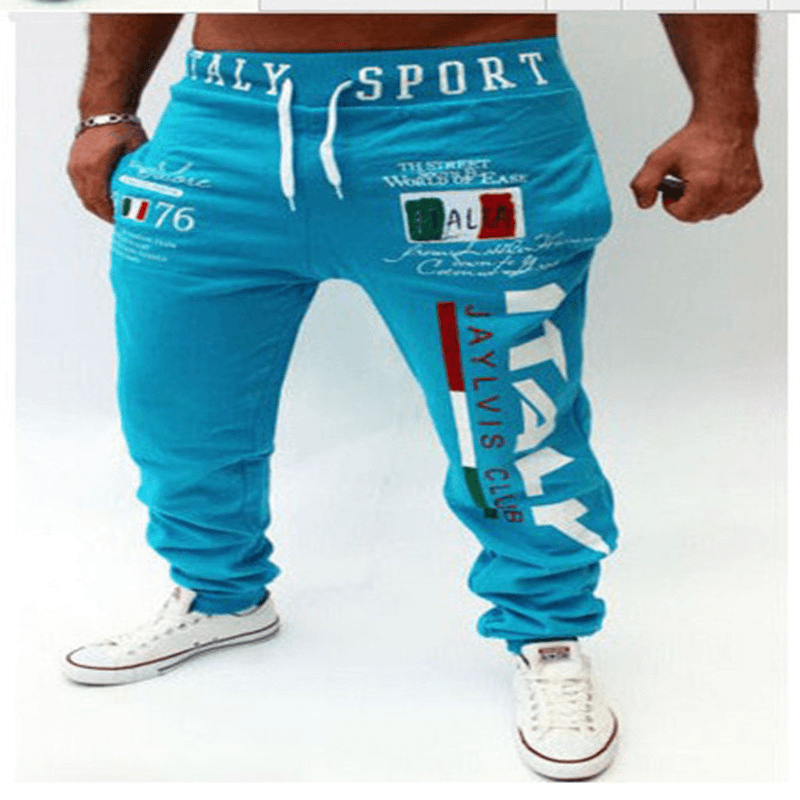 Men'S Letter Digital Print Casual Pants