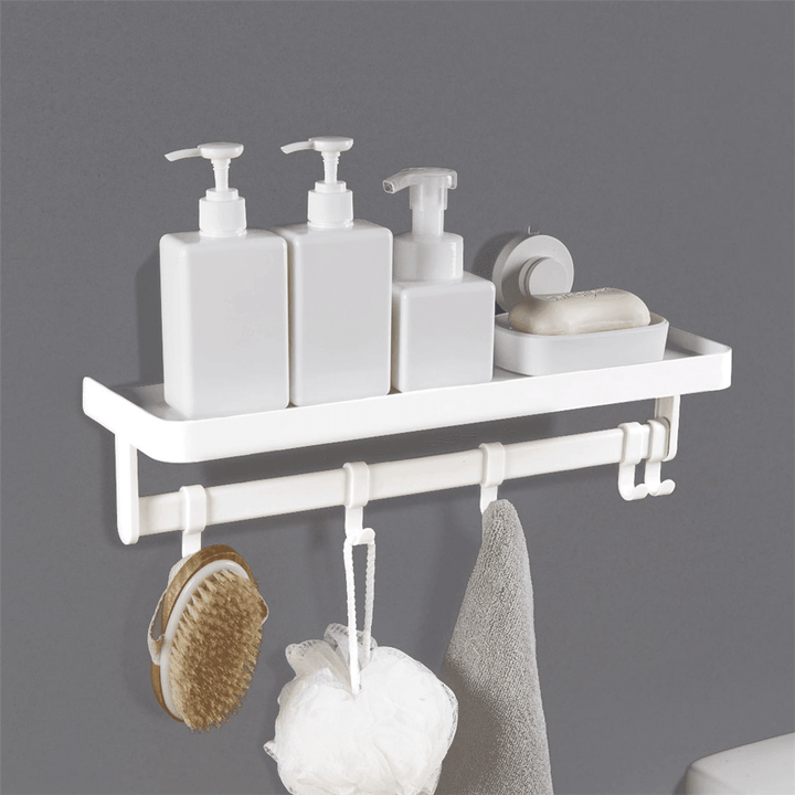 ABS No Drilling Storage Holder Towel Rack Bathroom Organizer Shelf