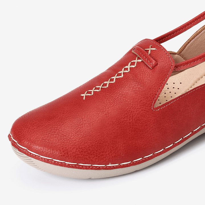 Pure Color Casual Comfy Walking Leather Loafers