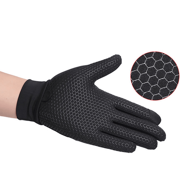 Mens Silicone Riding Non-Slip Touch Screen Gloves Thicken Windproof Full Finger Glove