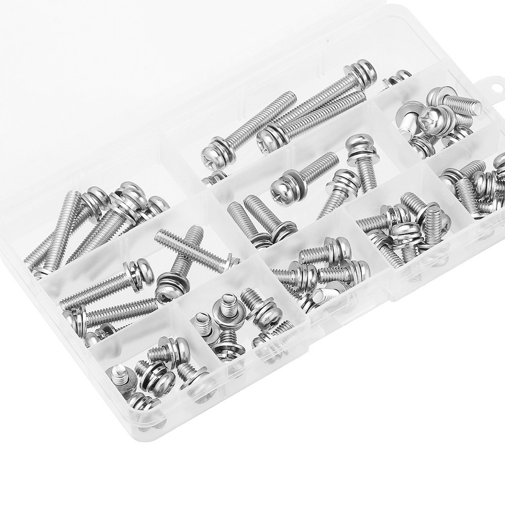 Suleve‚Ñ¢ M6SP1 50Pcs M6 Stainless Steel 10-40Mm Phillips Pan Head Machine Screw Washer Bolt Asortment