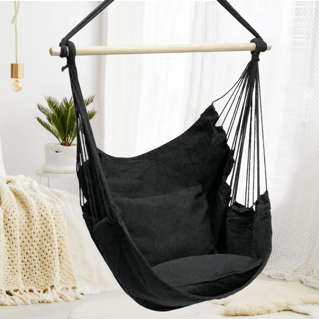 Portable Hanging Hammock Chair Swing Seat Home Garden Outdoor Camping Pillows