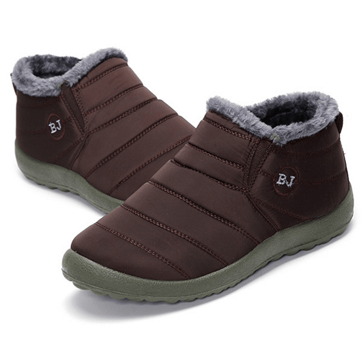 LOSTISY BJ Shoes Warm Wool Lining Flat Ankle Snow Boots for Women