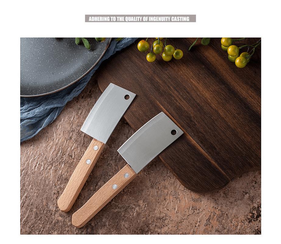 2Pcs Mini Stainless Steel Cheese Knife Portable Meat Fruit Vegetable Kitchen Chopping Chef Knife Cleaver Survival Camping Outdoor BBQ Tools