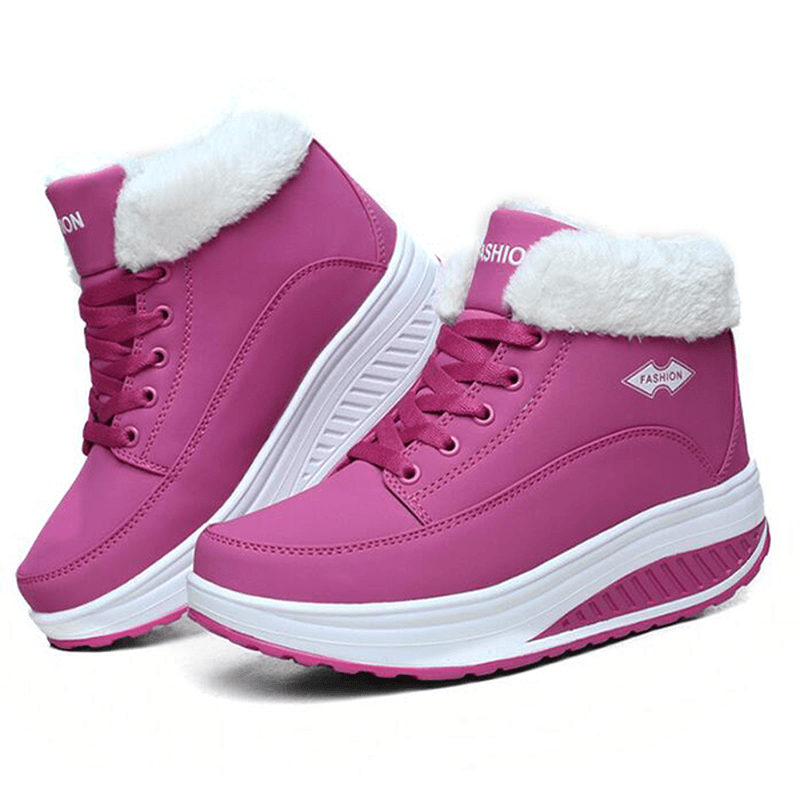 Warm Fur Lining Rocker Sole Platform Boots Women Casual Shoes