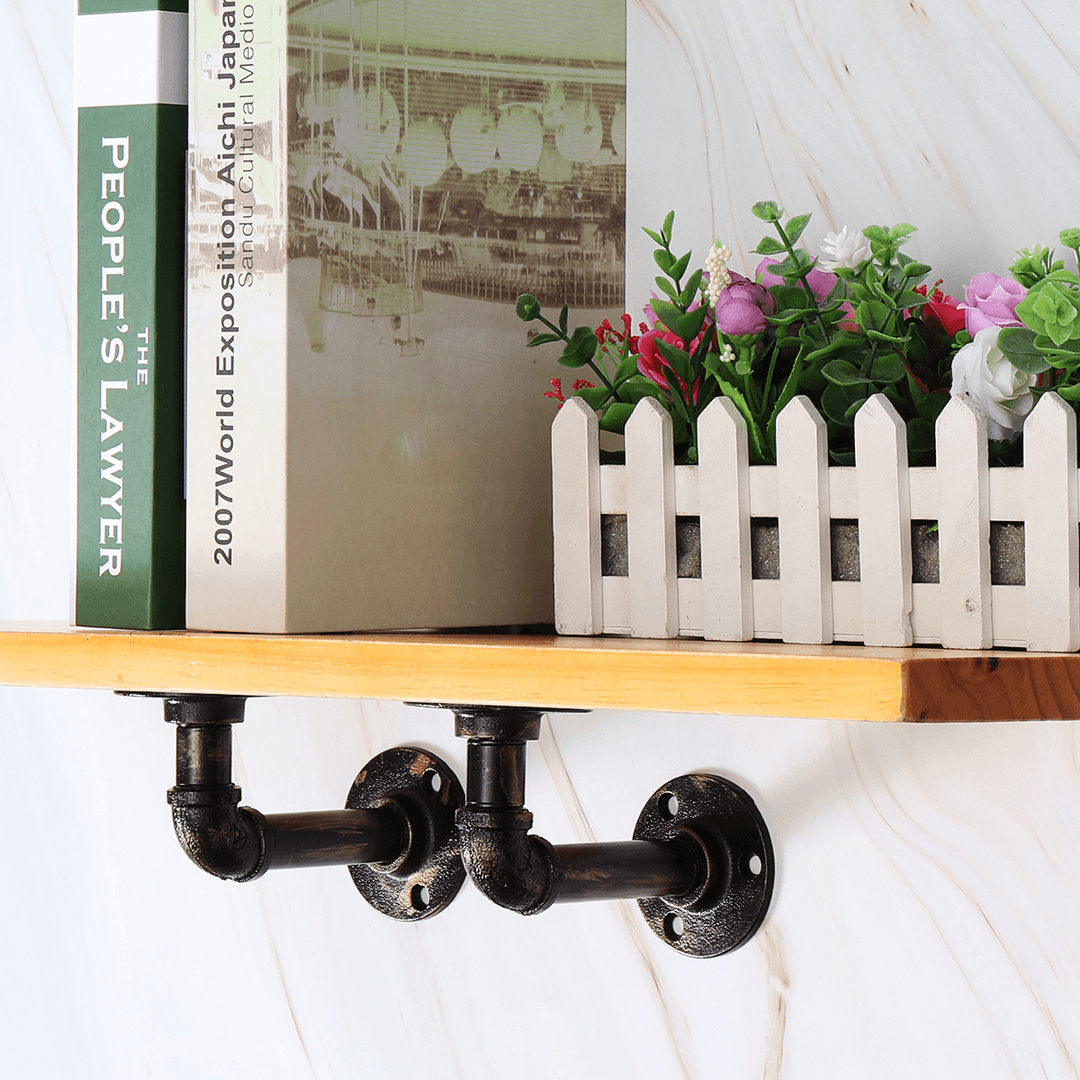 2Pcs Industrial Steel Pipe Shelf Bracket DIY Rustic Heavy Duty Decor Shelves