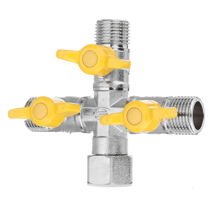 1/2" Garden Hose Tap Manifold Quick Connector Three Outlet 3 Way Water Splitter Valve Adapter for Washing Machine Faucet