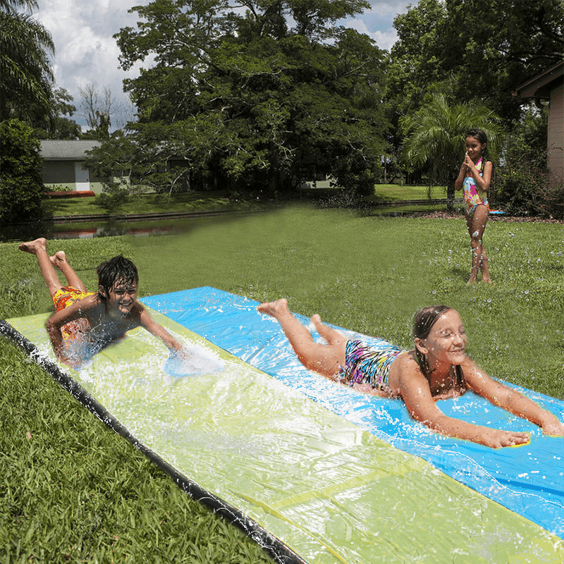 Inflatable Double Water Slide Fun Outdoor Splash Slip for Children Summer Pool Kids Games