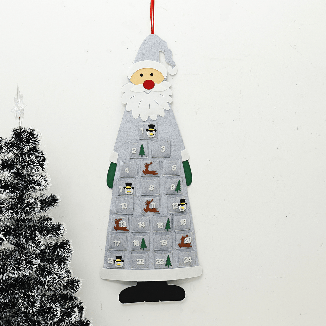 DIY Felt Christmas Advent Calendar Christmas Tree Countdown Calendar with Pockets New Year Hanging Ornaments