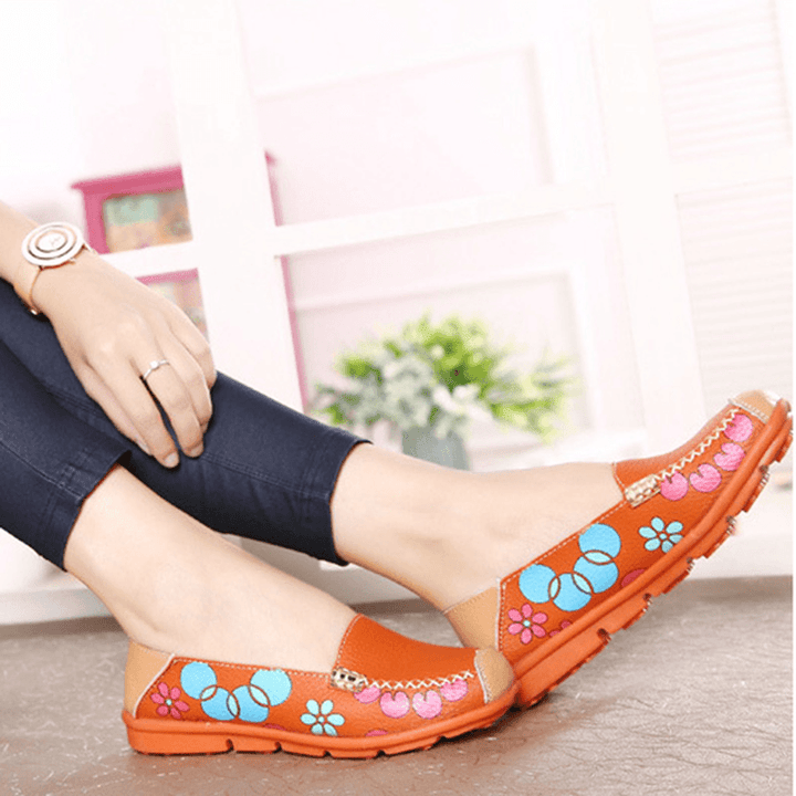 Women Flats Shoes Comfortable Breathable Slip on Flower Floral Flat Loafers Shoes