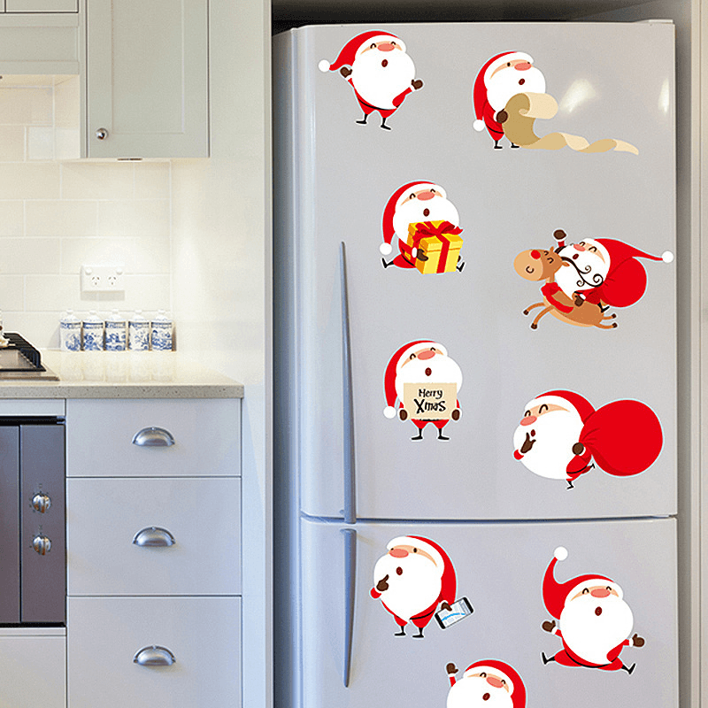 Miico XH7224 Christmas Sticker Cartoon Santa Claus Wall Stickers Removable for Christmas Room Decoration