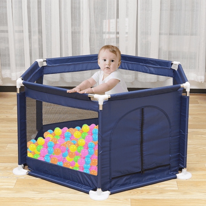 6 Sided Baby Playpen for Babies Baby Playard Infants Toddler 6 Panels Safety Folding Indoor Outdoor Kids Play Pens Baby Fence Game Toy Pool Tent