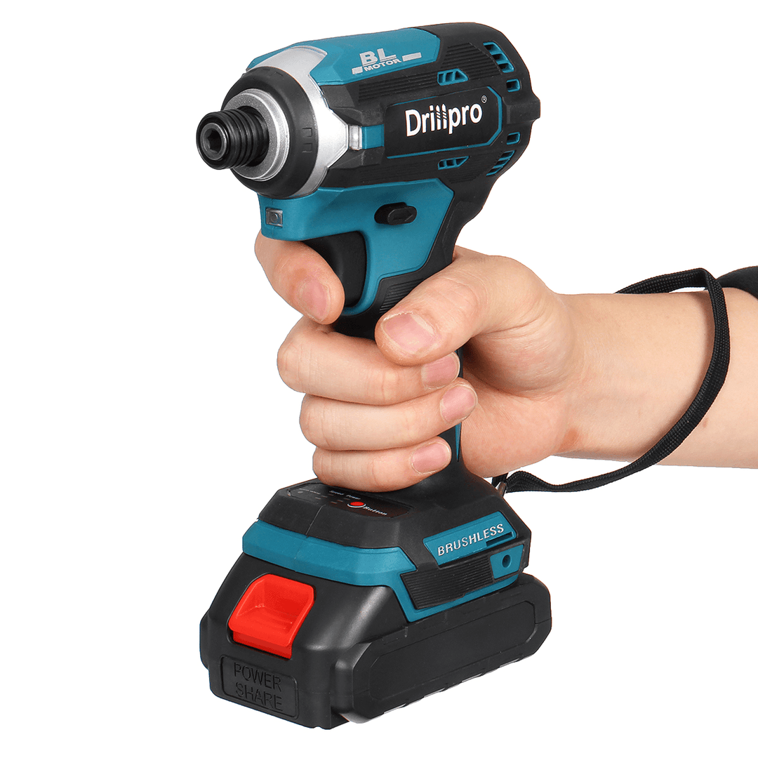 Drillpro 3 Light Brushless Electric Screwdriver Cordless Rechargeable Power Tool W/ 1/2Pcs Battery Also for Makita 18V Battery