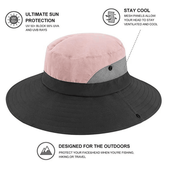 Sunscreen UV Protection Fishing Mountaineering Sun Hat Wild Brim Foldable Adjustable Bucket Hat for Female