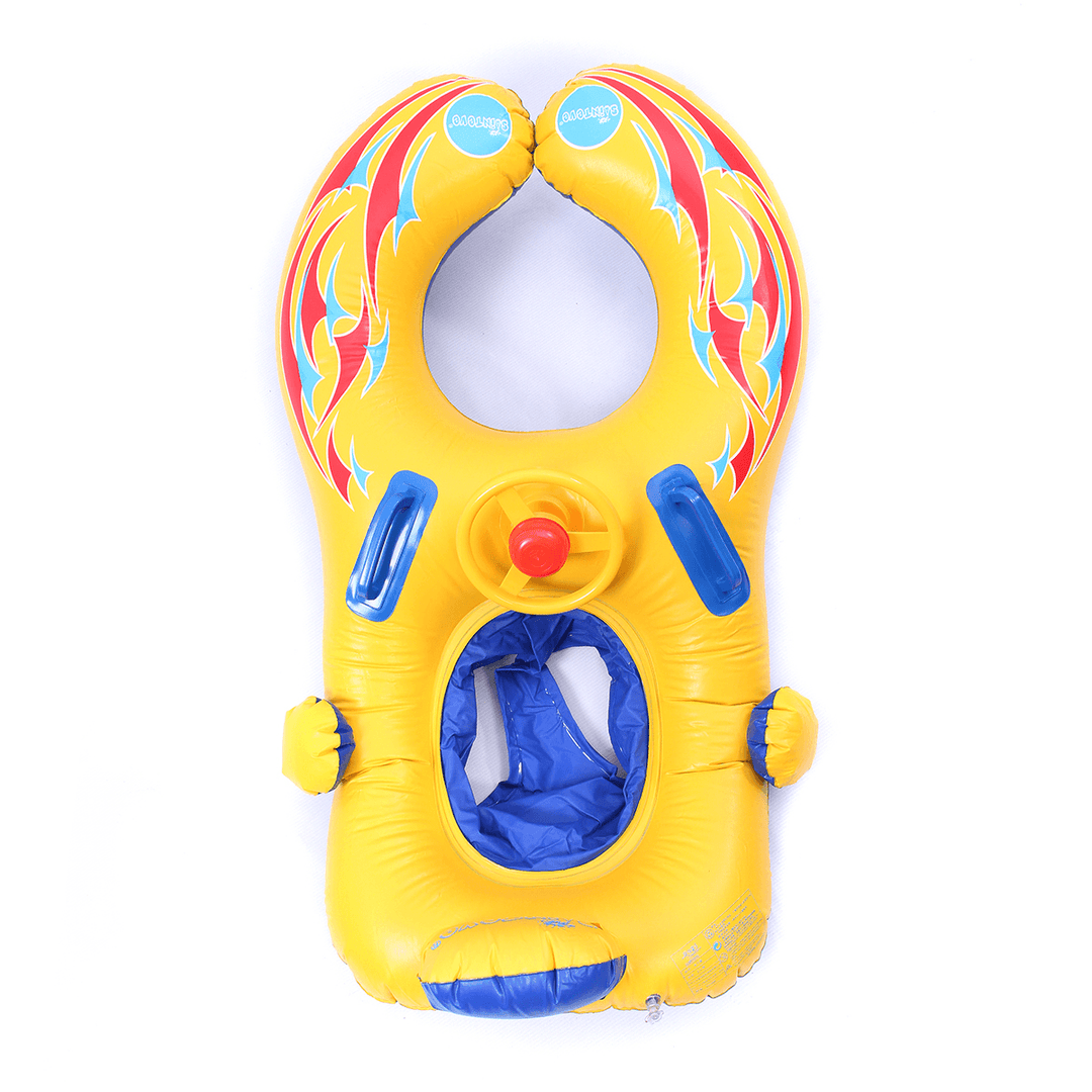 PVC Inflatable Mother-Baby Infant Float Seat Sunshade Boat Swimming Ring Pool Water