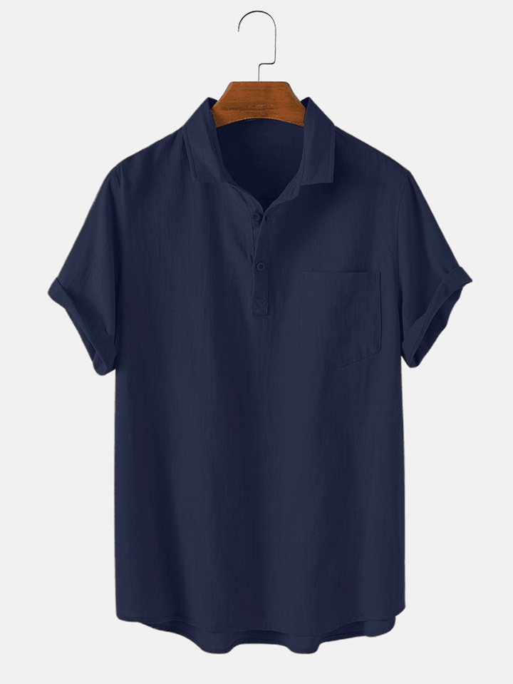 Mens 100% Cotton Turn down Collar Short Sleeve Golf Shirts