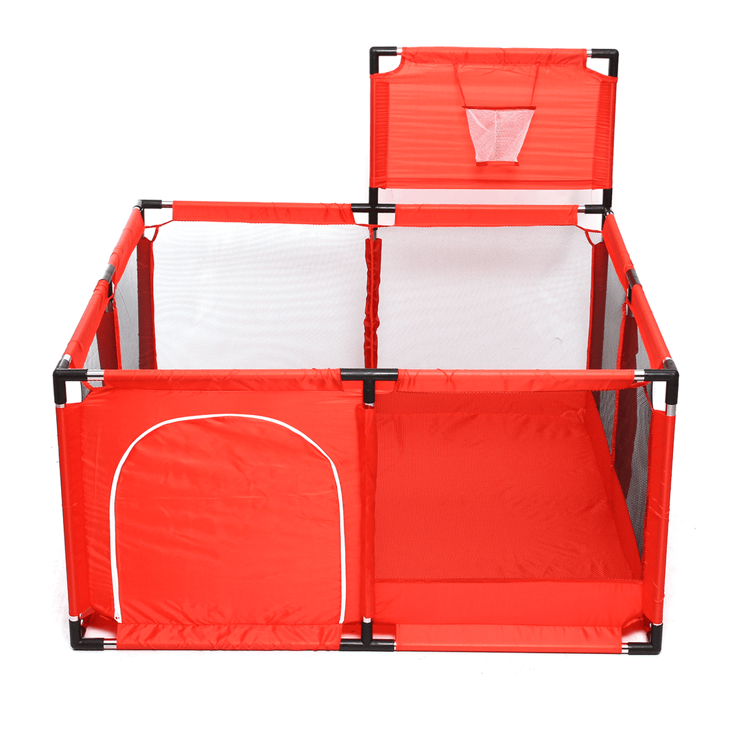 50X30'' Baby Playpen 4 Panel Kid Playhouse Play Center Yard Safety with Basketball Hoop - MRSLM