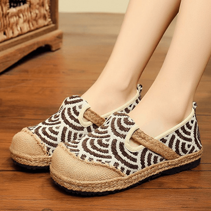 Women Linen Comfy Wearable round Toe Casual Espadrille Flat Loafers