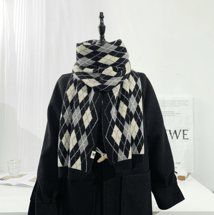 Warm Diamond Lattice Long Solid Color Soft Scarf