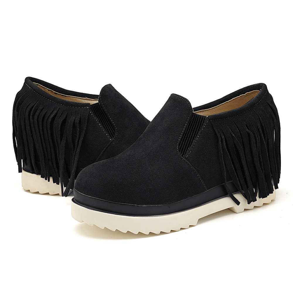 Tassel Slip on Wedges Platform Comfortable Ankle Boots