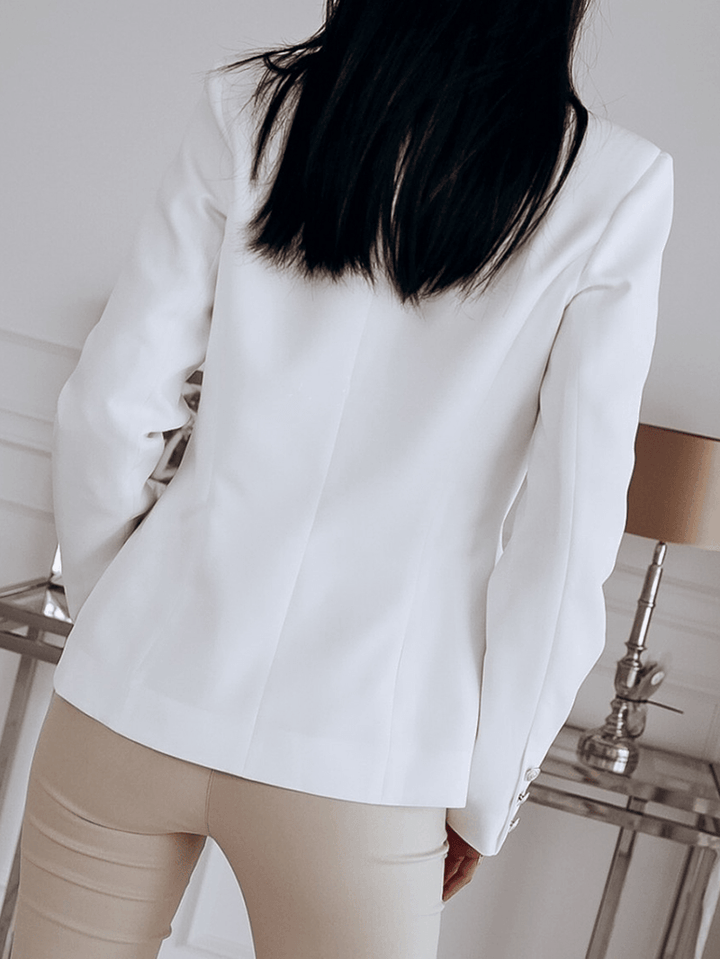 Women Solid Color Lapel Double Breasted Elegant OL Blazers