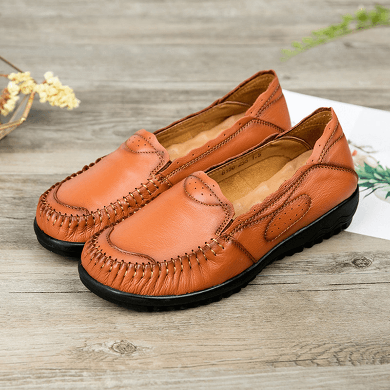 Genuine Leather Women Comfy Casual Flat Loafers