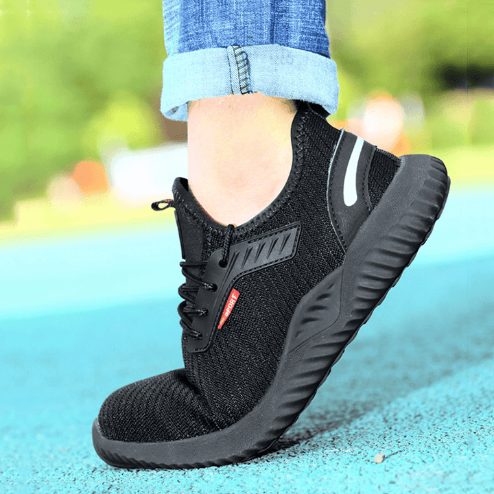 Men Breathable Fabric Soft Sole Non Slip Comfy Working Casual Labor Safety Shoes