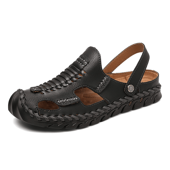 Men Outdoor Microfiber Leather Woven Non Slip Hand Stitching Water Sandals