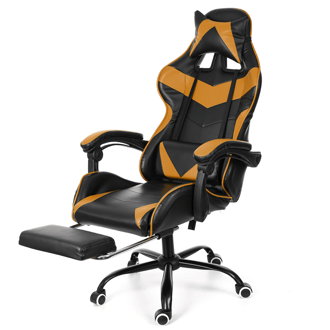 Ergonomic High Back Racing Chair Reclining Office Chair Adjustable Height Rotating Lift Chair PU Leather Gaming Chair Laptop Desk Chair with Footrest