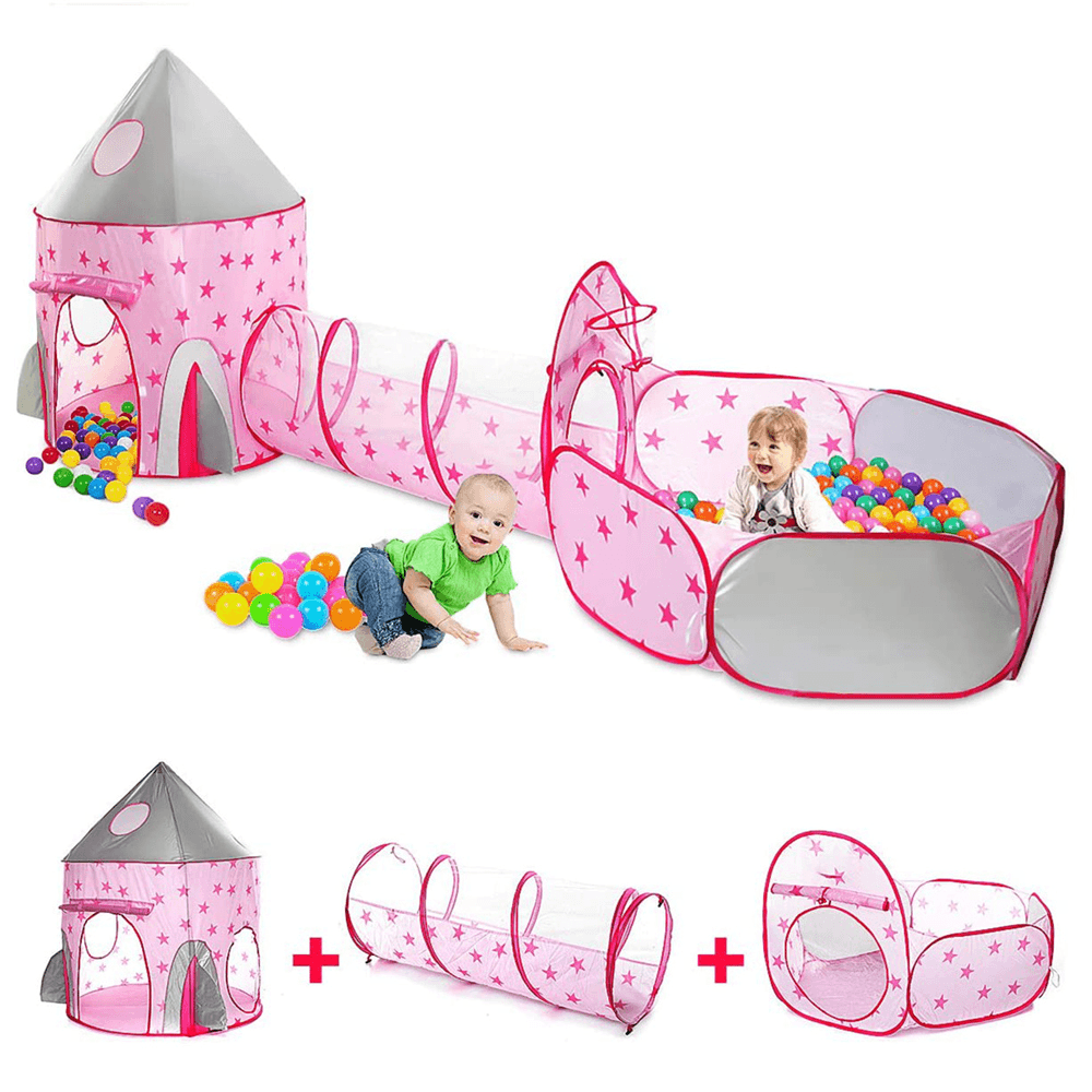 AUGIENB 3 in 1 Kids Ball Pit Tent with Crawling Tunnel Teepee for Kids Indoor/Outdoor Fold up Playhouse Set for BabiesÔºÜToddlersÔºÜBoysÔºÜGirls