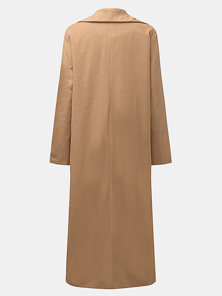 Solid Color Pocket Long Coat