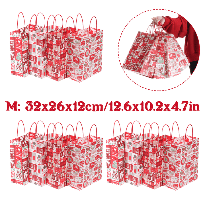 12Pcs/Lot Christmas Kraft Paper Bag Santa Gift Bag Candy Bag Christmas Party Sup - MRSLM