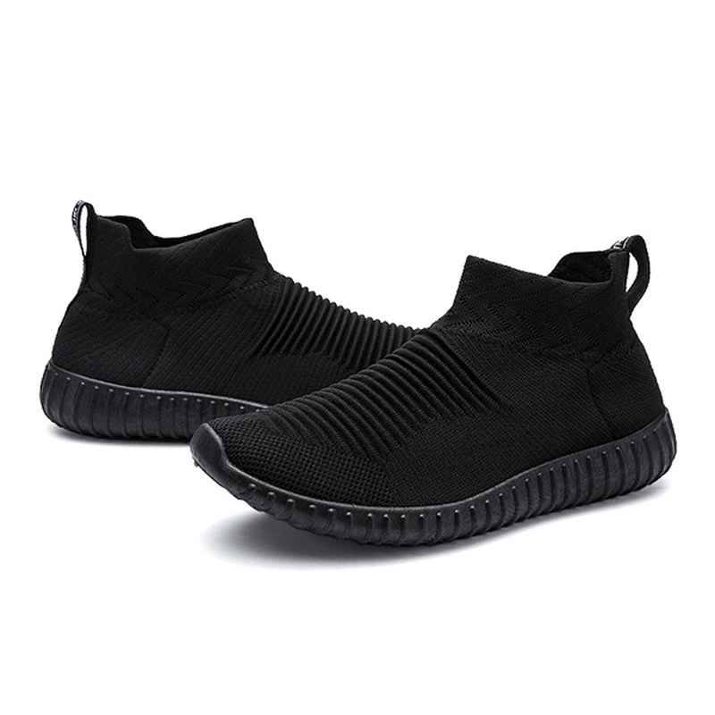 Men Comfortable Knitted Fabric High Top Slip on Sneakers