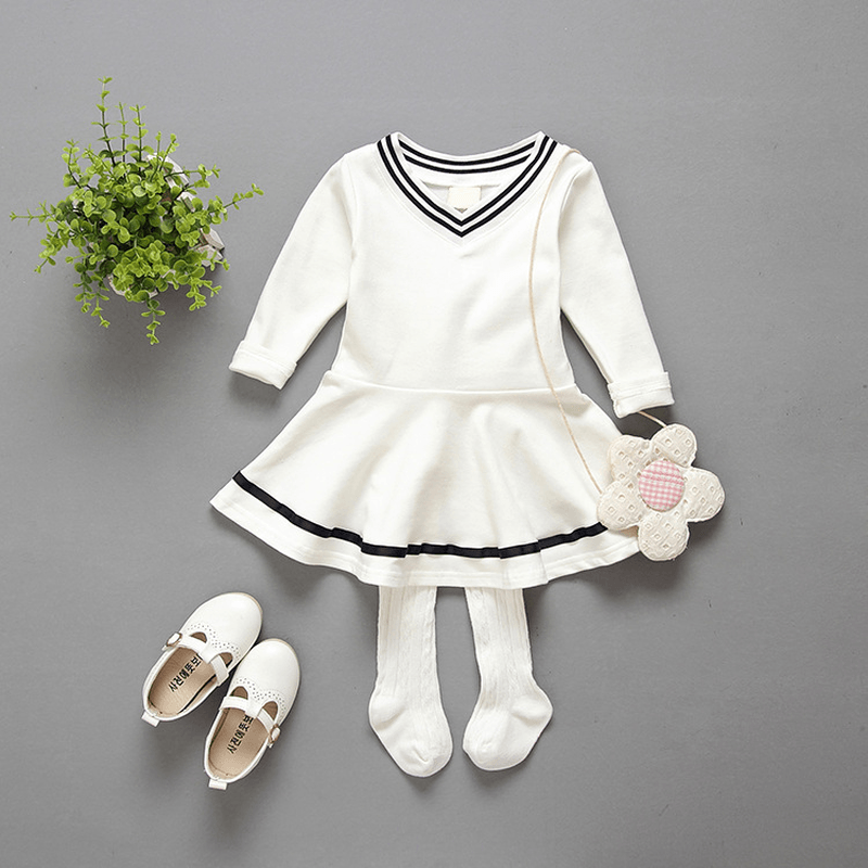 Girls Autumn Outfit, 0-1-2-3 Years Old Female Baby Long Sleeve Dress, Infant Head Skirt, One for E3082