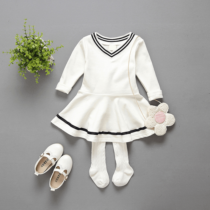 Girls Autumn Outfit, 0-1-2-3 Years Old Female Baby Long Sleeve Dress, Infant Head Skirt, One for E3082