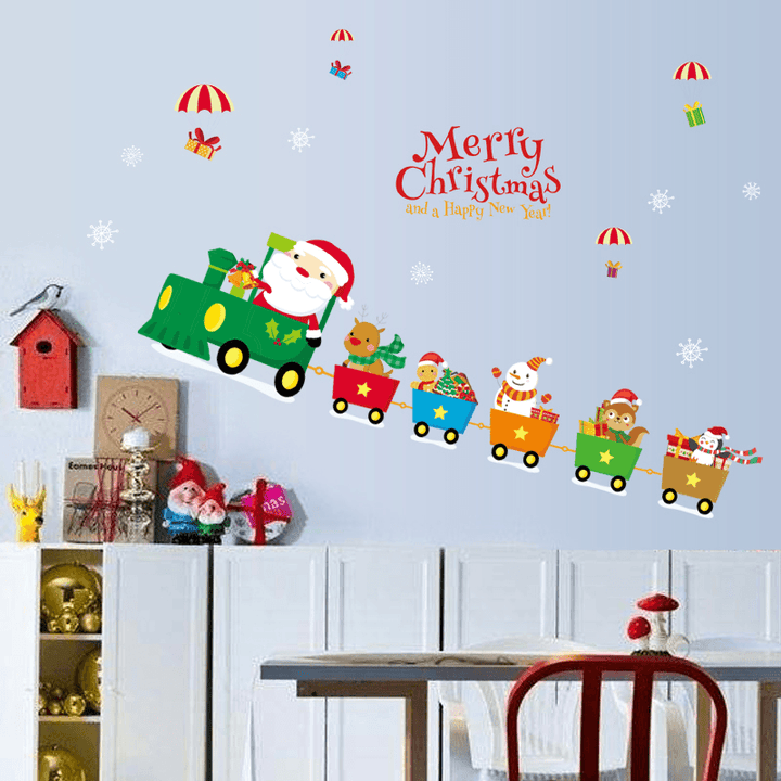 Miico SK6037 Christmas Decoration for Cartoon Wall Sticker PVC Removable Christmas Party