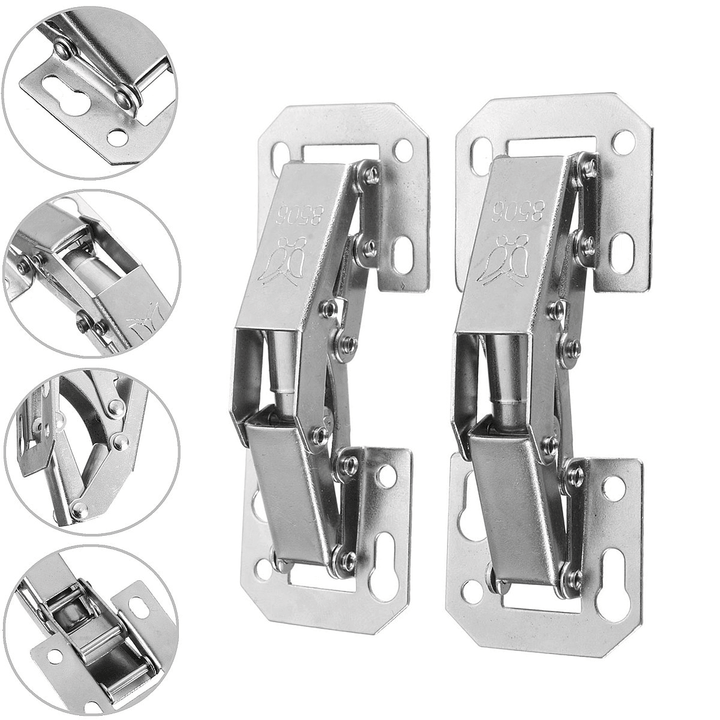 2Pcs Cabinet Bridge Hinge Cupboard Door Hinge 90° Easy Mount Concealed Cabinet Kitchen Cupboard Sprung Door Drawer Hinges