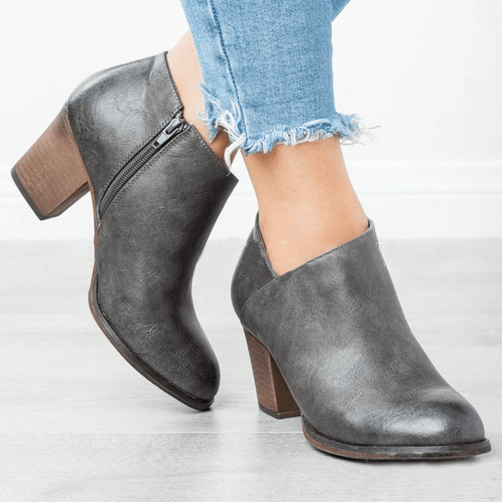 Clog High Chunky Heel Short Boots