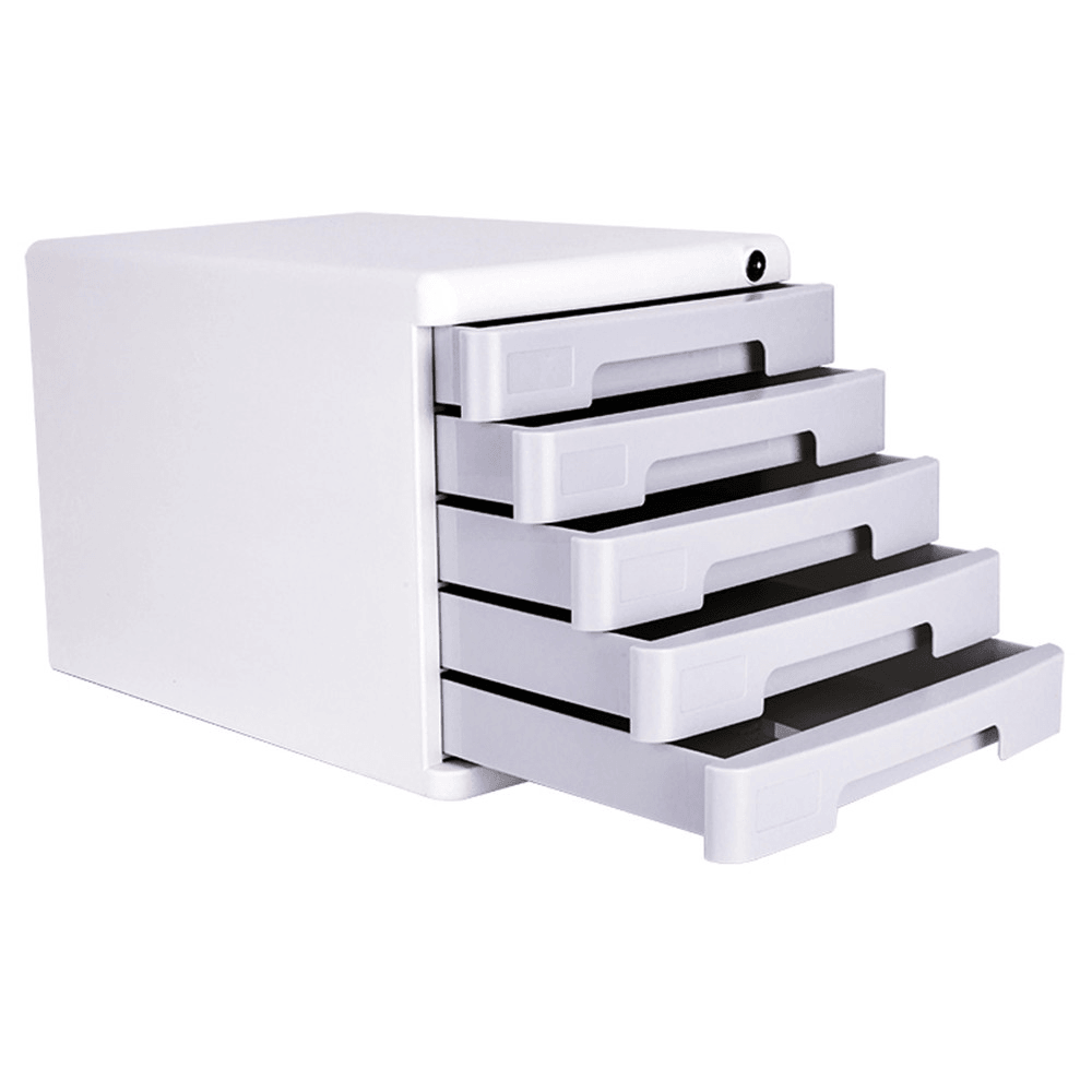 Deli 9779 Plastic File Cabinets with Lock Five Layers Large Capacity Storage File Holder Business Office Documents Storage Supplies