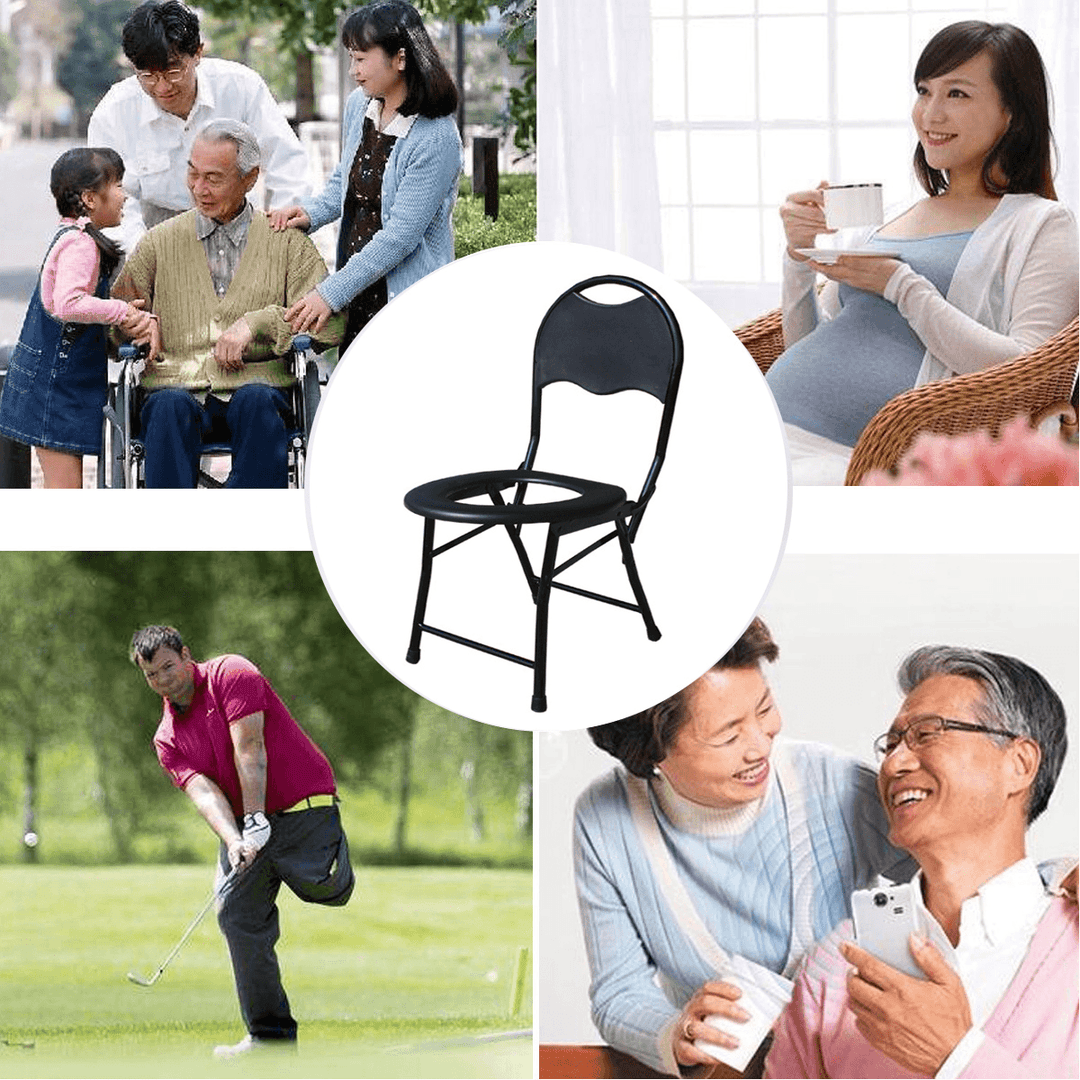 Foldable Medical Backrest Commode Chair Potty Chair for Elderly Gravida