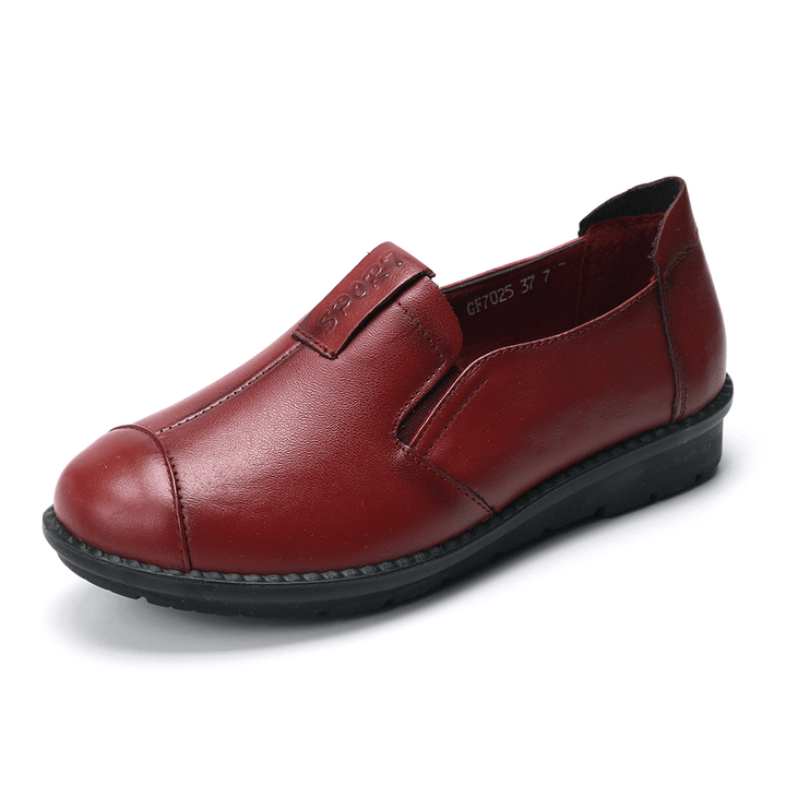 Women Casual Comfy Soft Sole Slip on Leather Loafers - MRSLM