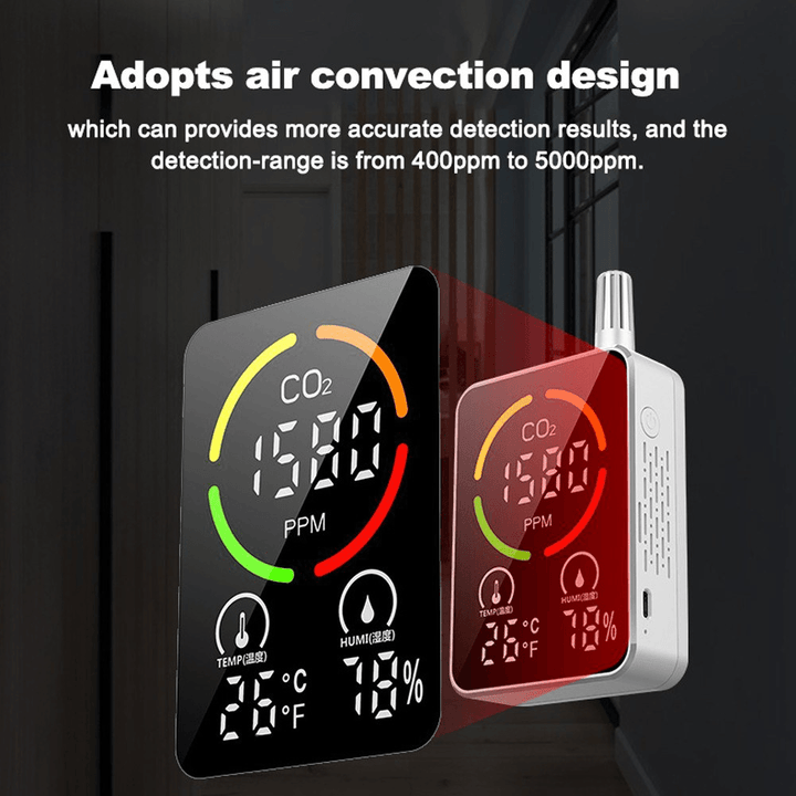 3 in 1 CO2 Temperature Humidity Monitor Infrared Semiconductor Multifunctional Air Quality Detector