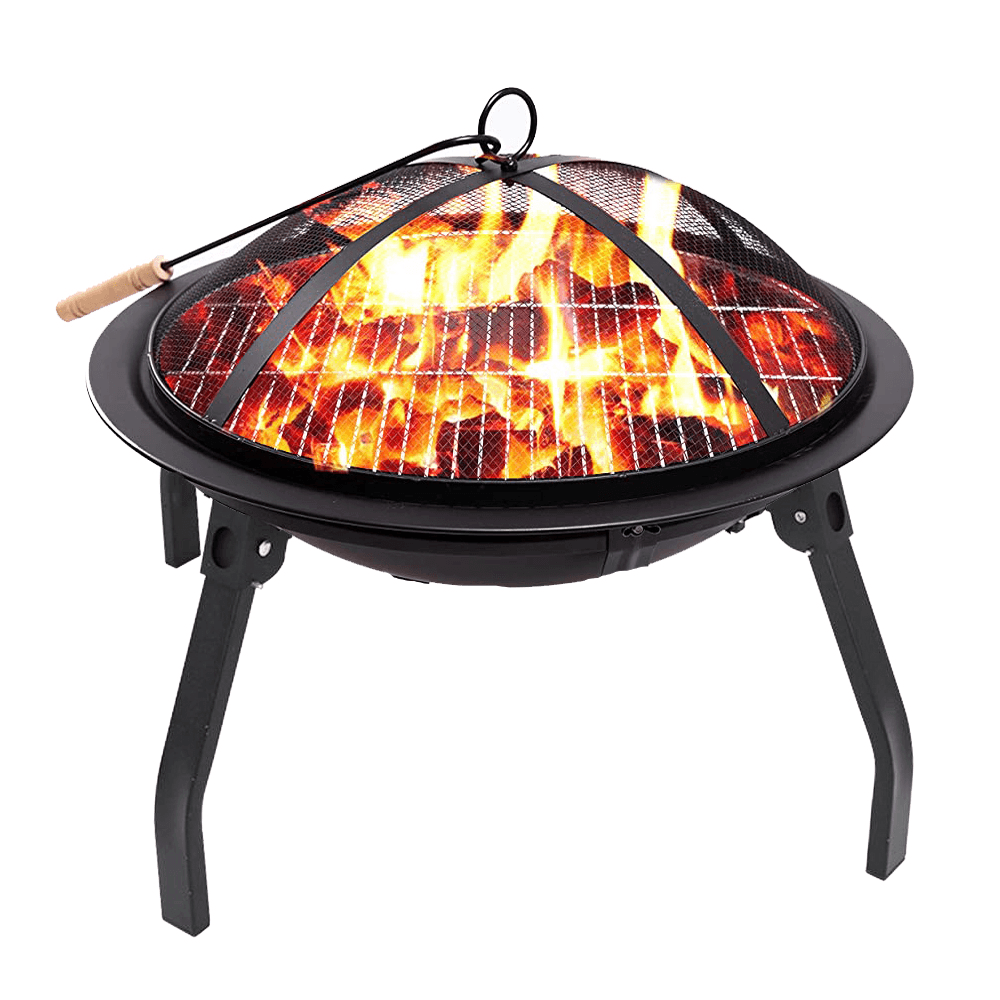 Ipree¬Æ 22Inch Fire Pit Portable Outdoor Wood Burning Steel Firepits BBQ Grill Camping Picnic Travel Garden Patio